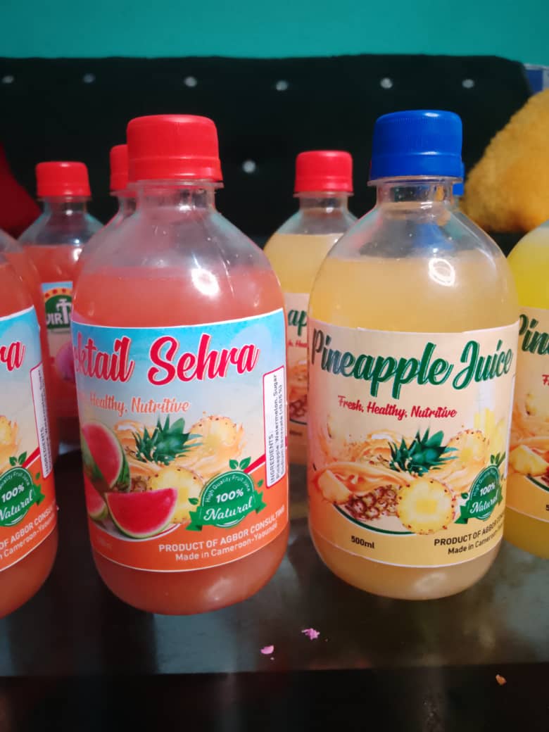 Cocktail Sehra and Pineapple Juice bottles
